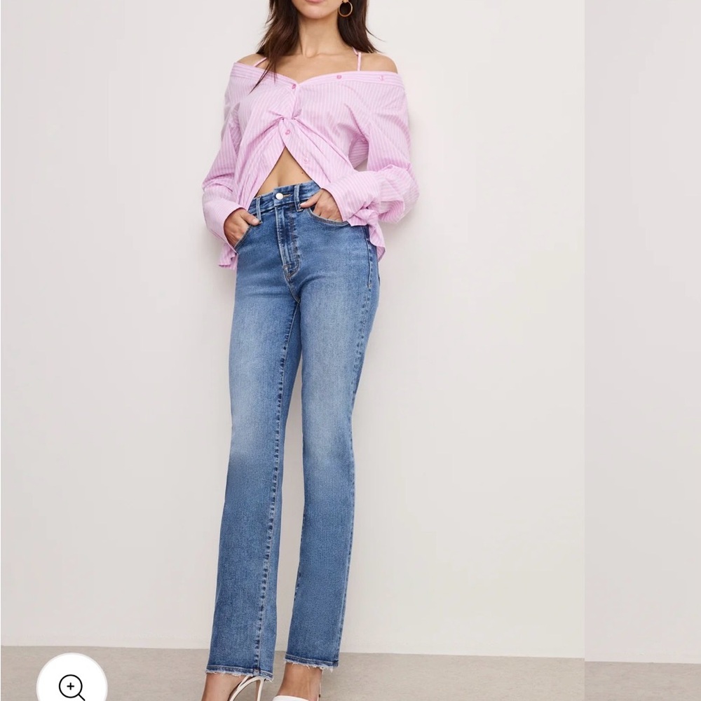 Good American Blue Straight Leg Jeans